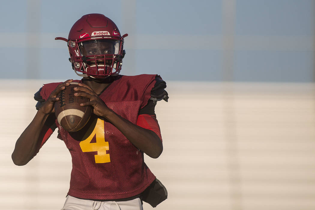 Del Sol sophomore Maalik Flowers warms up before a three-team scrimmage at Del Sol High Scho ...