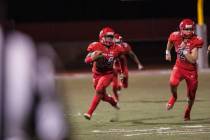 Arbor View High School Aggie running back Rodney Pitts (24) heads towards the end zone at Ar ...