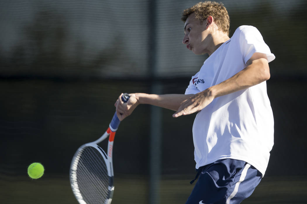 Coronado’s Ethan Quandt during his singles match at the Darling Tennis Center in Las V ...