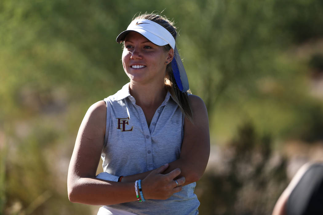 Faith Lutheran’s Sydney Smith at the golf course during the Class 4A Sunrise and Sunse ...