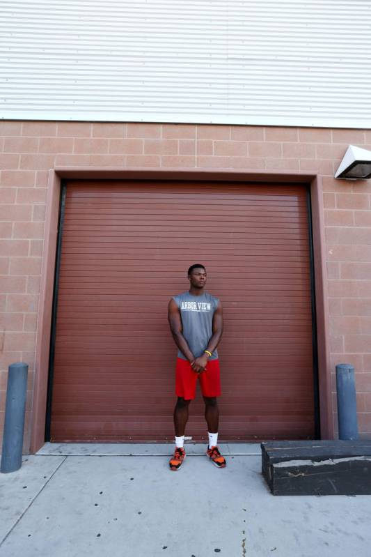 Arbor View’s Elijah Wade, the best uncommitted football recruit in Nevada, at Arbor Vi ...