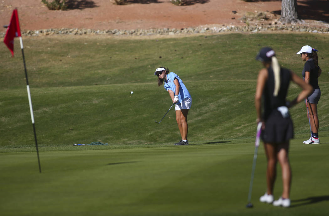 Centennial’s McKenzi Hall competes during the Class 4A state girls golf tournament at ...
