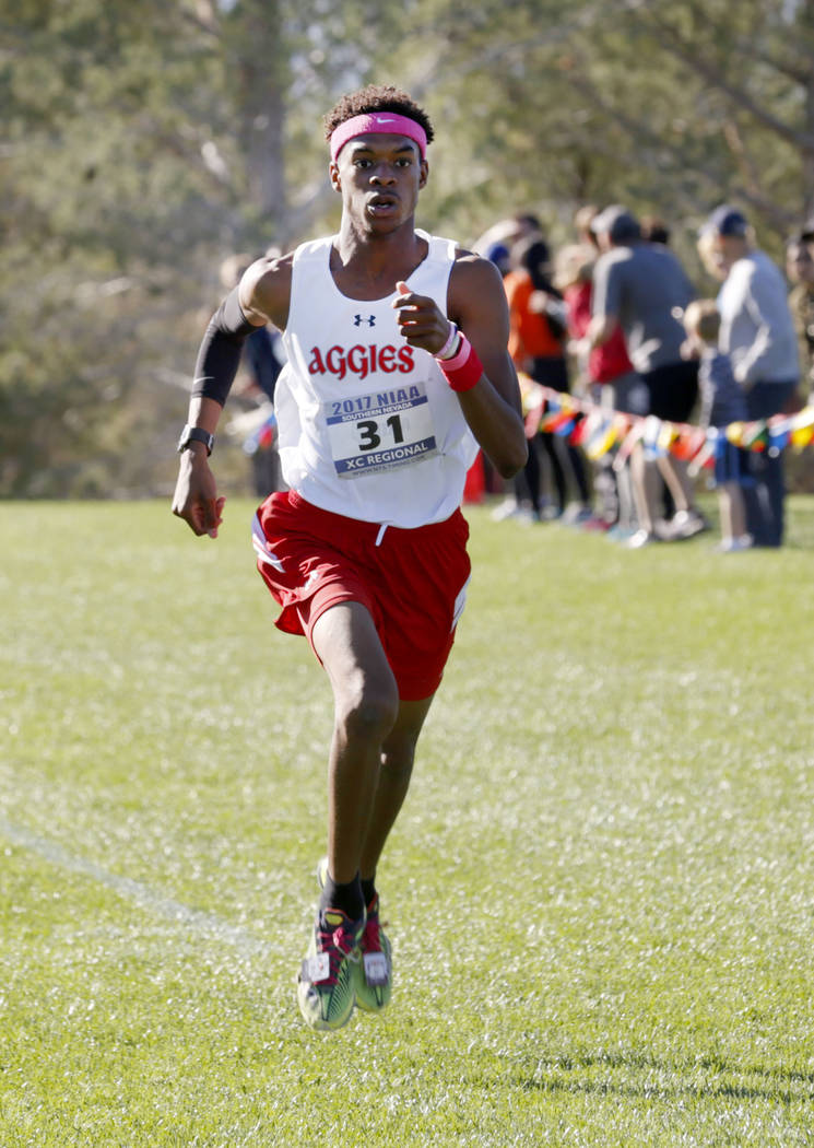 Arbor View’s Keith Williams (31) competes during the Boys Cross Country Class 4A Sunse ...