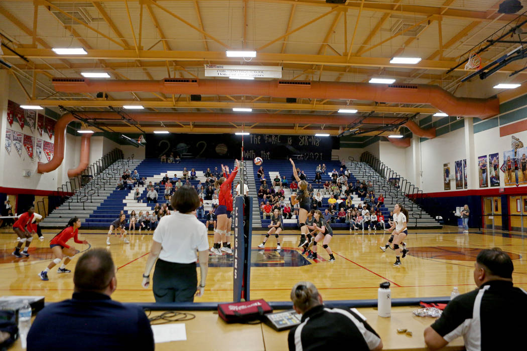 Coronado plays against Foothill during the Class 4A Sunrise Region volleyball semifinal at C ...