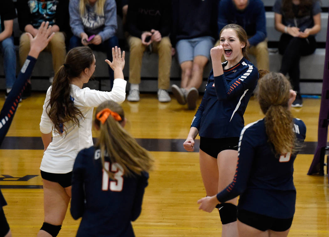 Bishop Gorman’s from left, Makenna Gordon, Angelina Starck, Kylie Gibson and Reese Ros ...