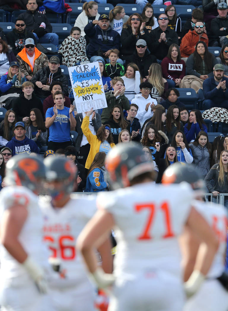 during the first half of the NIAA 4A state championship football game in Reno, Nev., on Satu ...