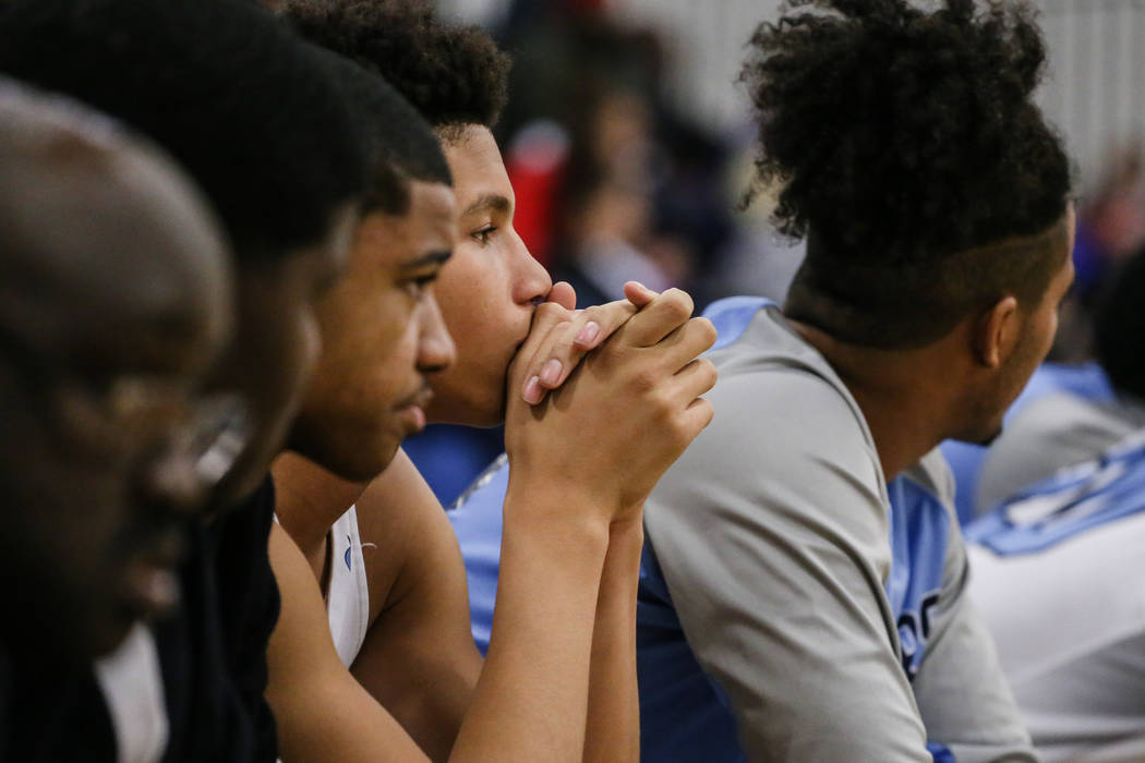 Canyon SpringsՠKayvon Alexander (11) grips his hands together as he watches during the ...