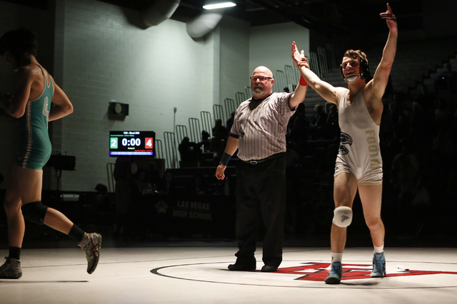 Foothill’s Wyatt English, right, celebrates after a win against Green Valley’s D ...