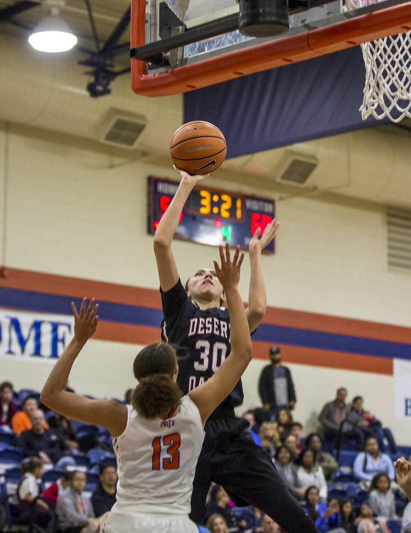 Desert Oasis’ Sierra Mich’l attempts to put points up while Bishop Gorman’ ...