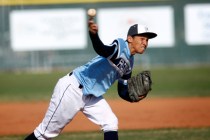 Foothill High School’s Brandon Van Stone pitches in the fourth inning as Foothill and ...