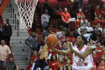 Arbor View’s Terrell Butler drives past Centennial’s Garrett Scheer on Friday. B ...