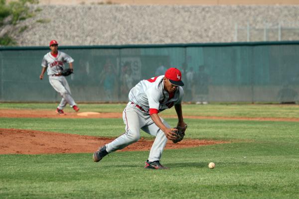 Las Vegas pitcher Jerome Byndloss fields a bunt by Silverado’s Joe Ahlin