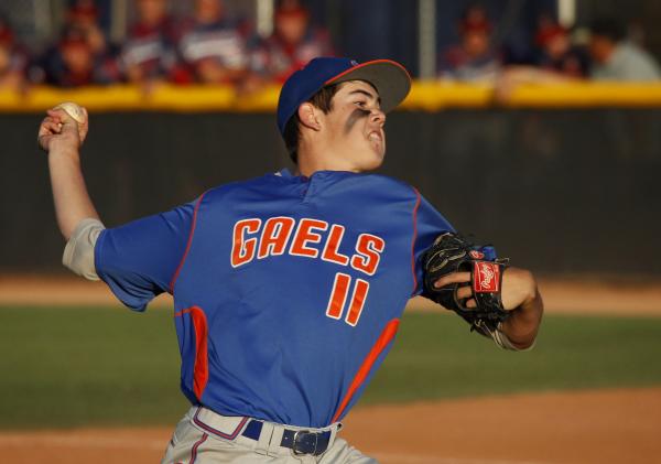 Bishop Gorman freshman Jack Little delivers a pitch during the Division I state tournament o ...