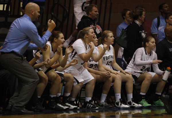 Foothill players cheer on their team during their 68-61 win over Green Valley on Tuesday.