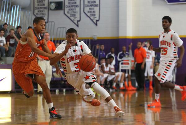 Chaparral’s Marc Silas (3) gets past Legacy’s Jalen Glover (10) on Saturday at D ...