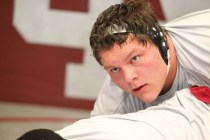 Senior Austin Sinyard is seen during wrestling team practice at Cimarron-Memorial High Schoo ...