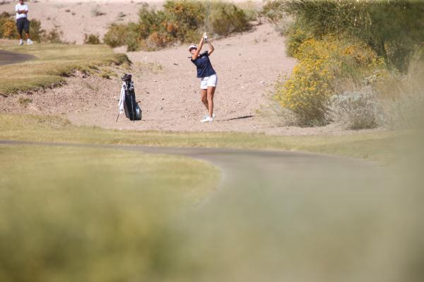 Foothill’s Amy Ruelas hits her ball back into the fairway during the Sunrise Region to ...