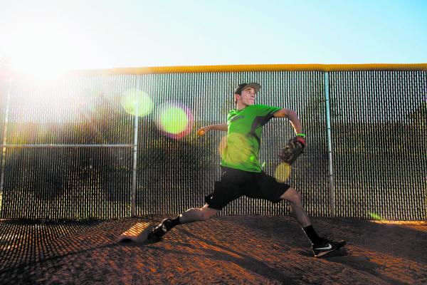 Palo Verde pitcher Michael Spada throws in the bullpen at the school. Spada recently committ ...