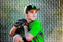 Palo Verde senior Michael Spada practices pitching at the school Wednesday. Last weekend, Sp ...