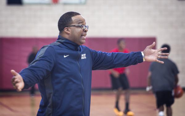 Agassi Prep basketball coach Trevor Diggs during team practice on Monday. The  former U ...