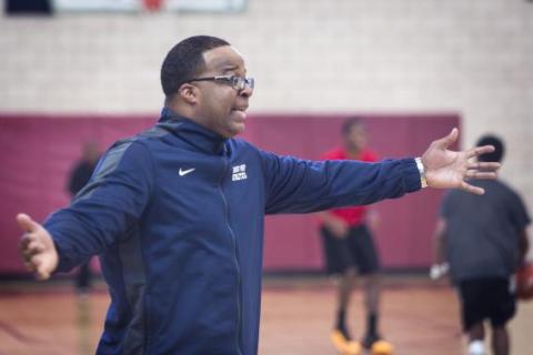 Agassi Prep basketball coach Trevor Diggs during team practice on Monday. The  former U ...