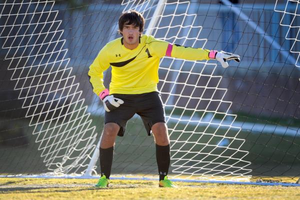 Palo Verde High School goalkeeper Nishesh Yadav directs his defense in a recent game against ...