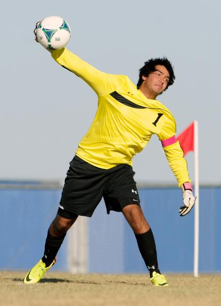 Palo Verde High School goalkeeper Nishesh Yadav makes a throw in a game with Sierra Vista.