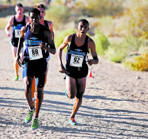 Dajour Braxton, left, and George Espino, right, lead a pack of four Centennial runners at th ...