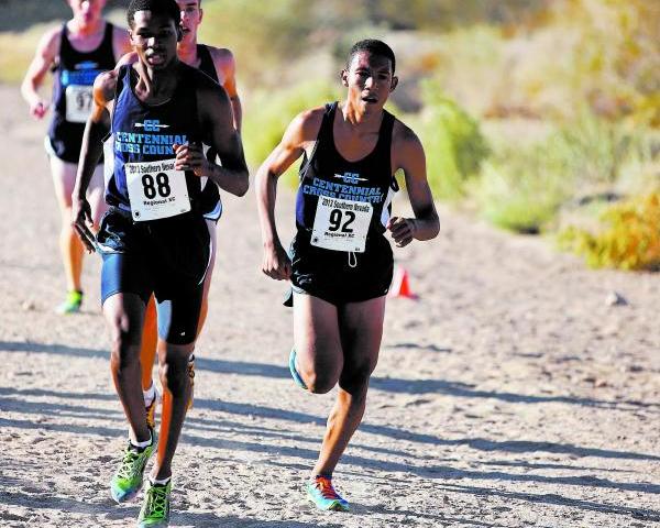 Dajour Braxton, left, and George Espino, right, lead a pack of four Centennial runners at th ...