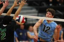 Foothill’s Kendell Andrews goes for a kill against Palo Verde