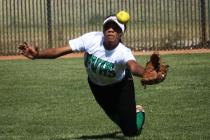 Palo Verde senior right fielder Dayana Gage makes a diving catch during the No. 2-ranked Pan ...