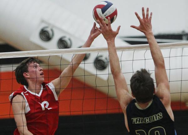 Coronado’s Tyler Cucullu, left, tips the ball past Foothill’s Kendell Andrews du ...