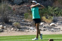 Annick Haczkiewicz, of Palo Verde High School, hits her ball during the Sunset Region golf t ...