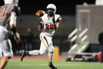 Chaparral wide receiver Richard Nelson catches a pass against Faith Lutheran in the second h ...