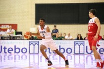 Centennial’s Troy Brown (#9) brings the ball up court against Turkey on July 3 in Zara ...