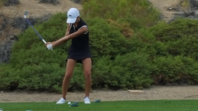 Annick Haczkiewicz of Palo Verde tees off on the par-3 17th hole during the Class 4A Sunset ...