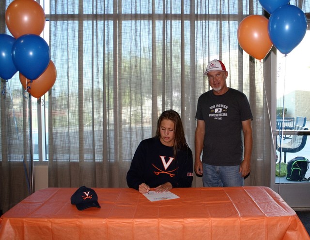 Green Valley swimmer Abby Richter signs her letter of intent with Virginia as BlueFin Aquati ...