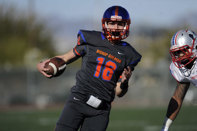 Bishop Gorman quarterback Tate Martell (18) rushes for a touchdown in the first half of the ...