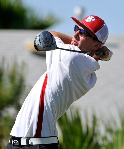 Arbor View’s Van Thomas tees off on the seventh hole during the final round of the Sun ...