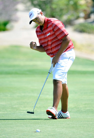 Coronado’s Brad Keyer reacts to his putt on the fifth hole during the final round of t ...