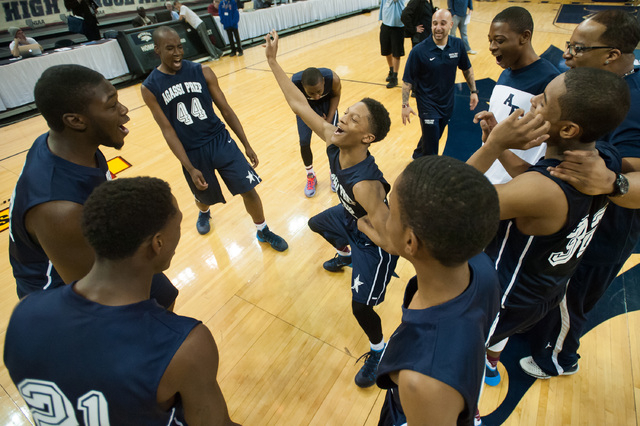 Agassi Prep’s Kobe Williams (12) dances for the team after the Stars beat Incline 71-6 ...