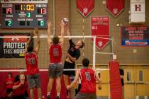 Brandon Kampshoff (11) had 346 kills for the Wildcats last season. Joshua Dahl/Las Vegas Rev ...