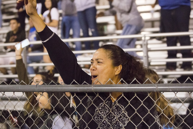 Sierra Vista fans celebrate after the Mountain Lions defeated Durango to go to 8-0 on the se ...