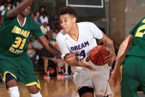 Chase Jeter of Dream Vision drives from the top of the key during the adidas Super 64 Champi ...