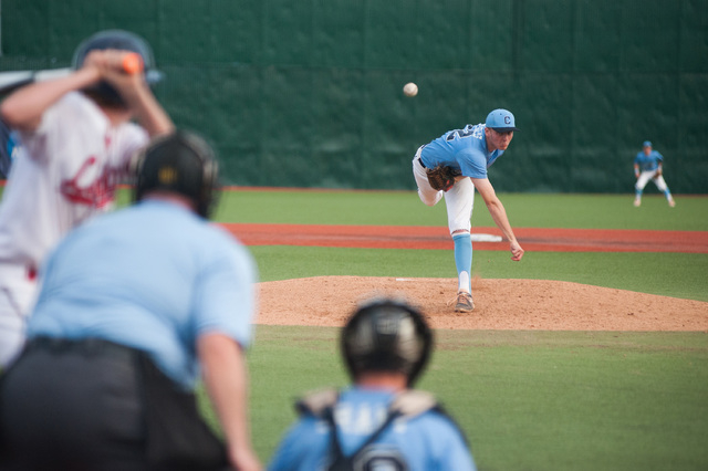 Centennial’s William Loucks pitches against the Liberty in the Division I state tourna ...