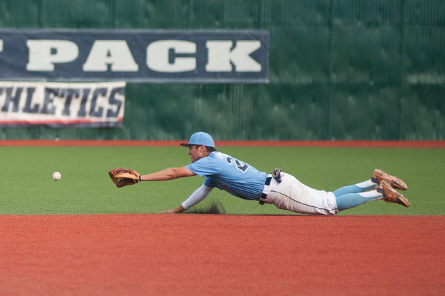 Centennial’s Jake Portaro dives for the ball while playing against Liberty in the Divi ...