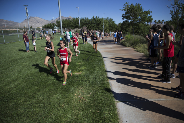 Varsity girls runners compete in the cross country Palo Verde Labor Day Classic at Palo Verd ...
