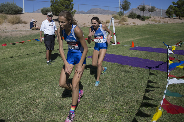 Centennial’s Karina Haymore, left, who finished fourth, and Delani Dietrich, who finis ...