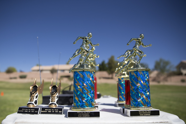 Trophies are seen during the cross country Palo Verde Labor Day Classic at Palo Verde High S ...