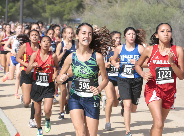 Green Valley’s cross country runner Jennifer Sleman (596), and Valley’s Lorraine ...